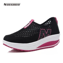 2016 New font b Women b font Summer Breathable Mesh Platform Casual Shoes Womens M Walking