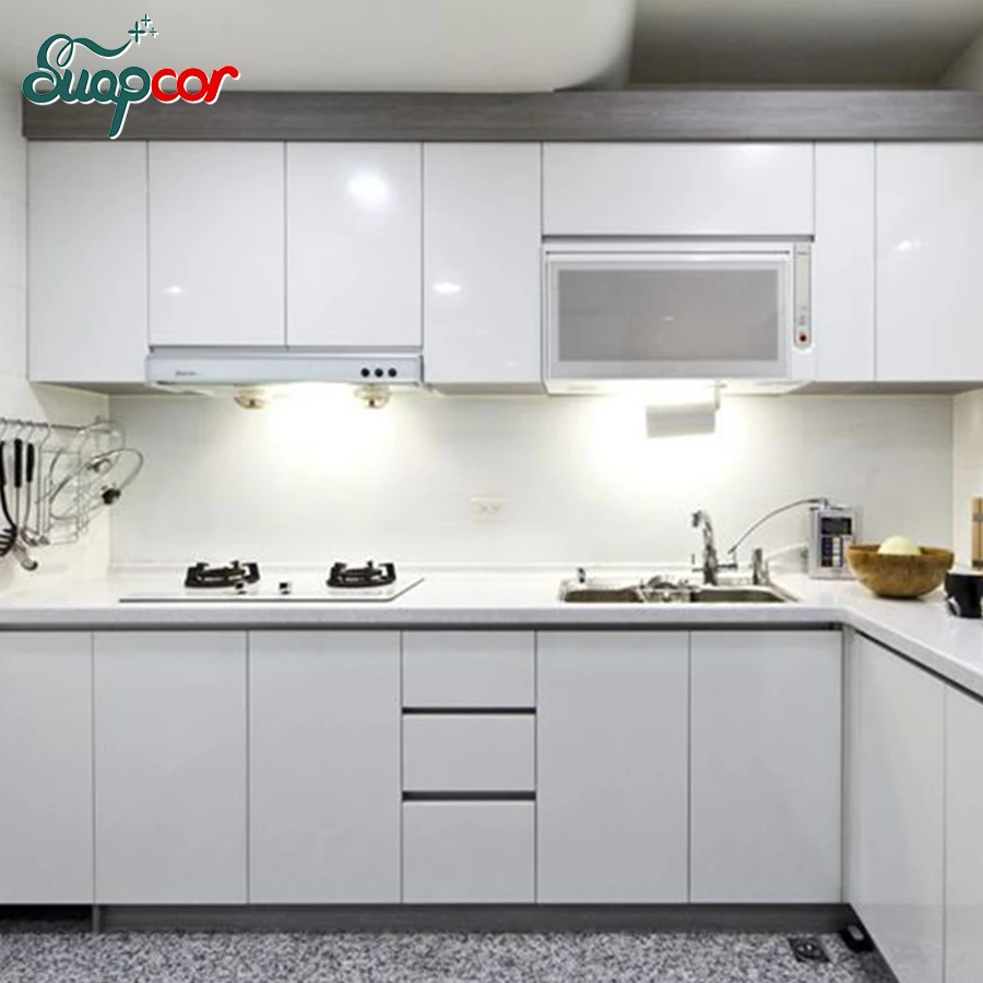 

Kitchen Cabinet Renovation Sticker PVC Self-adhesive Furniture Decorative Wall Stickers Bright Solid Color Waterproof Wall Paper