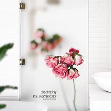 Пользовательские размеры Роза узор стеклянная пленка Гостиная Спальня Ванная комната Кухня свадебная комната непрозрачная Электростатическая 60 см x 90 см оконная пленка