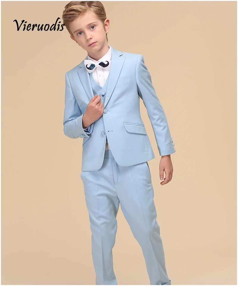 

Sky Blue Boys Wedding Suits Kids Tuxedos Children Dinner Suits Formal Party Suit