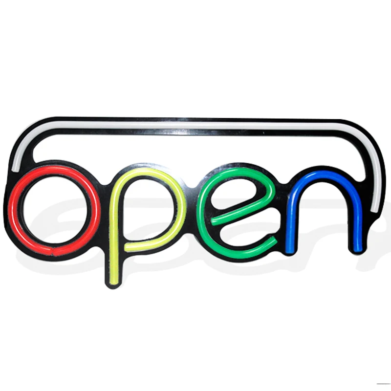 

2018 New style 4 color words & white edge OPEN sign with supper brightness LED Neon open sign