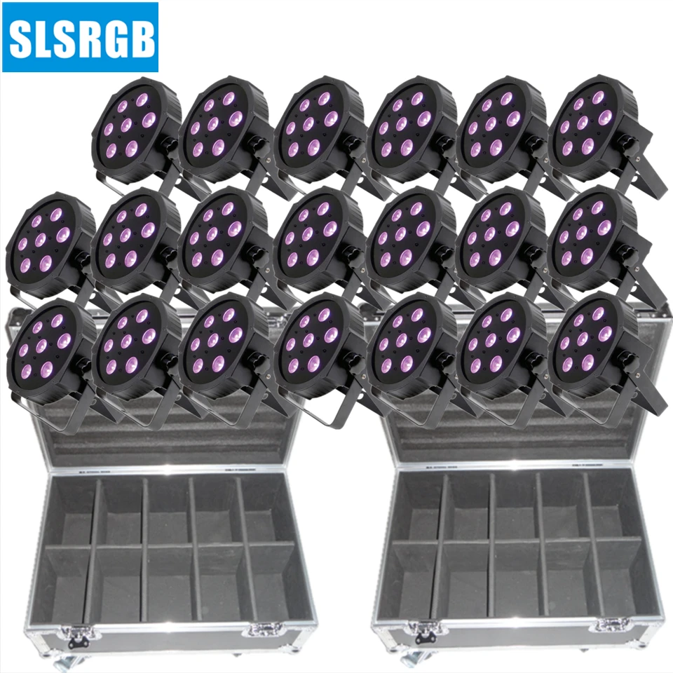 

20PCS/LOT with Flight Case 7*8W RGBW(A) 4 IN 1 Led Par Light DJ Stage Lighting Led Par64 Flat Led Par Light Free Shipping