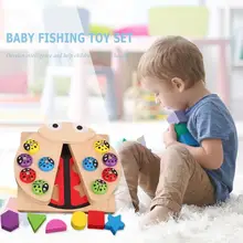 Детский набор игрушек для рыбалки, Детские Магнитные деревянные головоломки, игра в ловушку божьей коровки