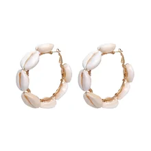 Boho, летние серьги, морская раковина, серьги-кольца для женщин, девушек, большие серьги в виде раковины,, богемные, пляжные, праздничные, ювелирные изделия