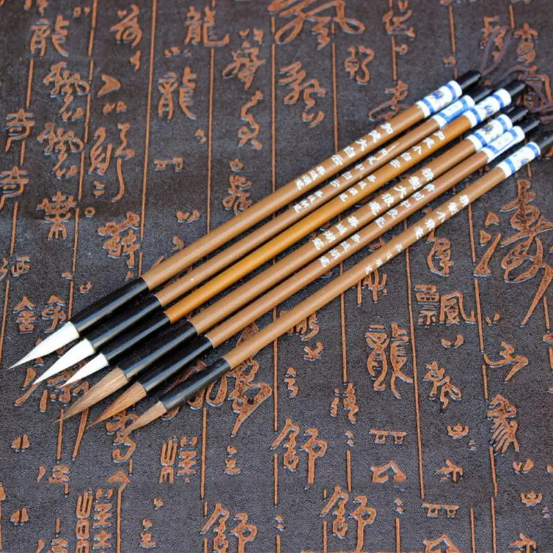 6 шт традиционные китайские кисточки для письма белые облака бамбуковые волчьи волосы кисть для письма картина с каллиграфией#0116