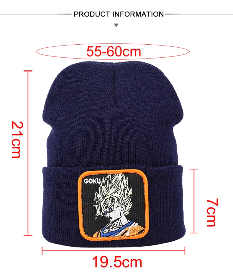 Dragon Ball Z Goku Мужская s Skullies зимняя Круглая Шапочка без полей вязаные зимние теплые чулки шапка маска для улицы Лыжная шапочка для мужчин