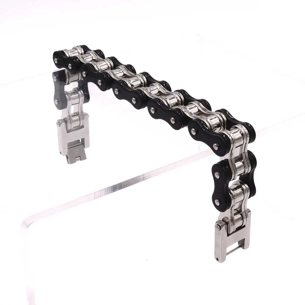 Cycolinks Silver/Black Mens Bike Bracelet