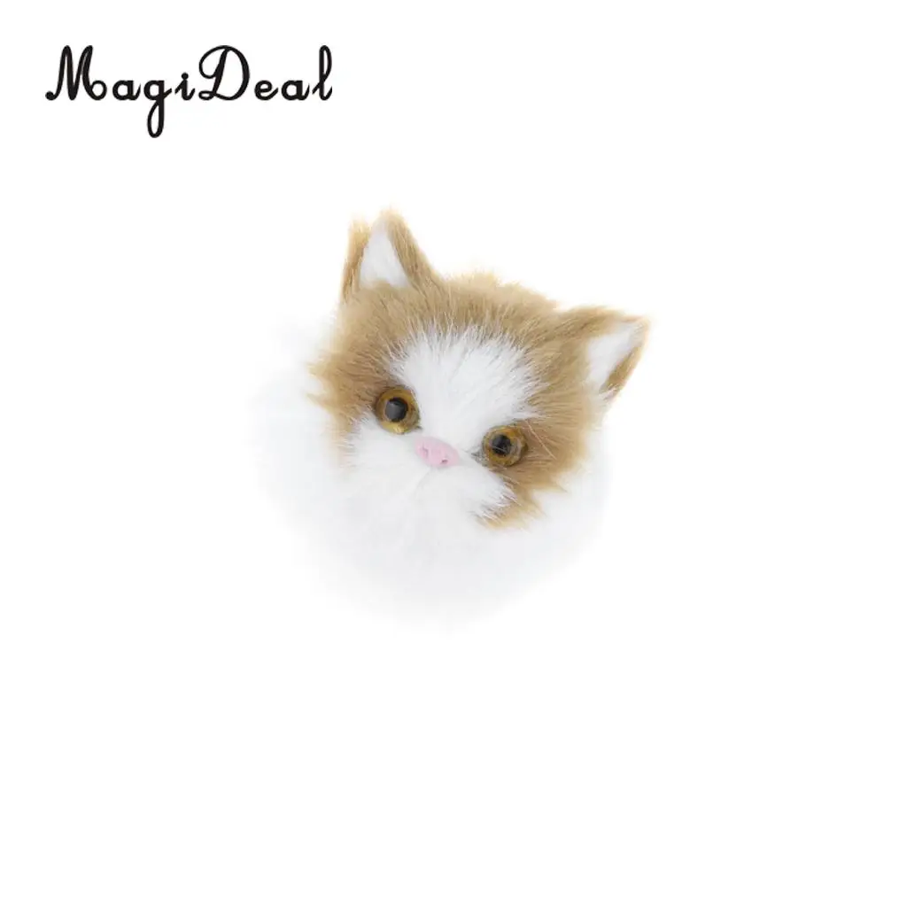 MagiDeal Small Cute Cat Model Simulation, Animal Plush Doll Brooch, Creative DIY Cellphone Shell Accessory, Kids Toy