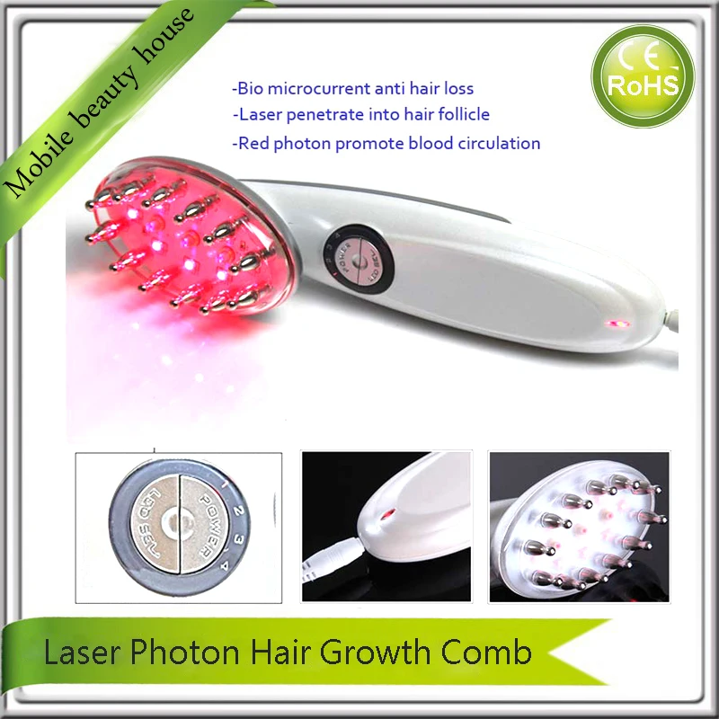 Bio Microcurrent RF Radio Frequency Red Led Photon Light Laser Hair Growth Massager Comb For Hair
