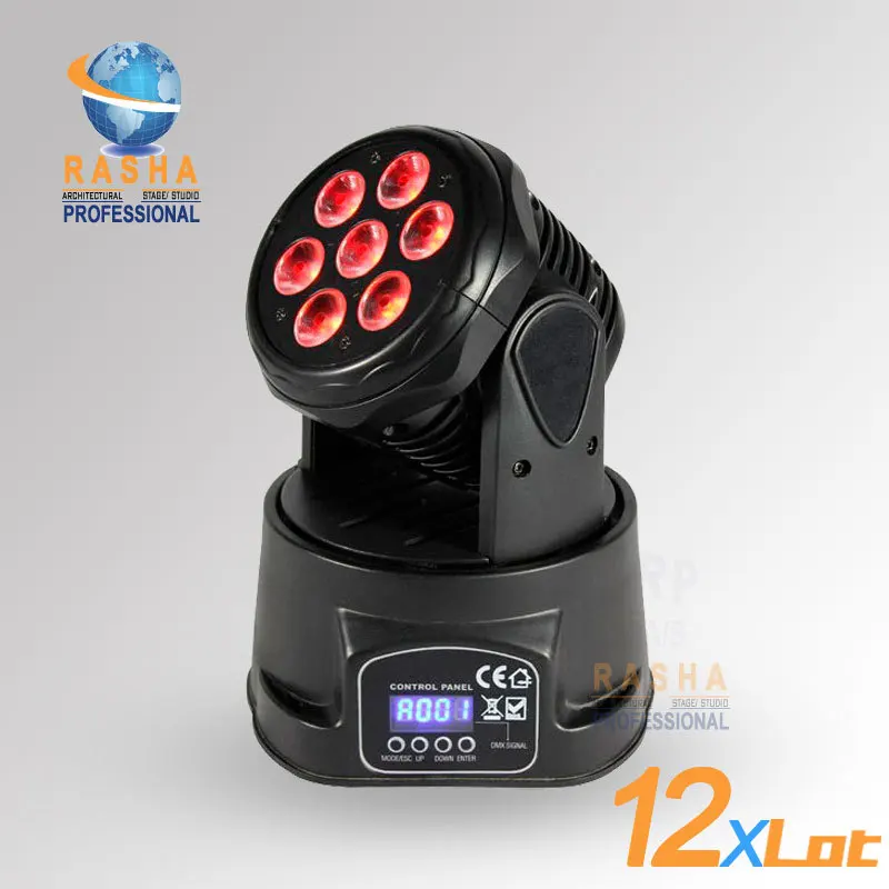 

12X Lot Free shipping- 7PCS*10W 4IN1 RGBW MINI LED Moving Head Light,Wash Light,American DJ Light