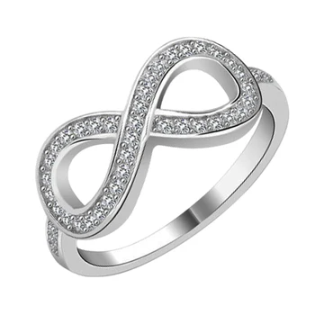 

Wholesale Cubic Zirconia Infinity Ring Sterling Silver CZ Infinity Symbol Ring Promise Anniversary Gift