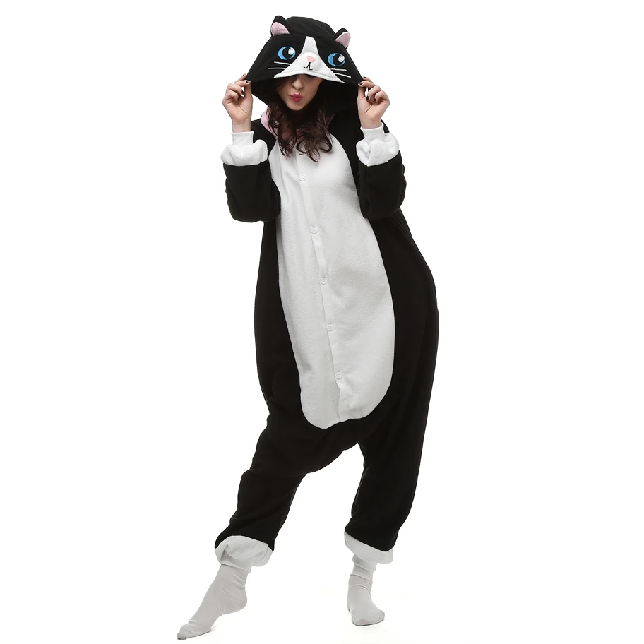 pijama animales adulto Pijama de gato negro Kigurumi, pijama entero niño para unidades, de animales para hombres y mujeres, traje Cosplay, Onesie, ropa de dormir, Mono _ - AliExpress