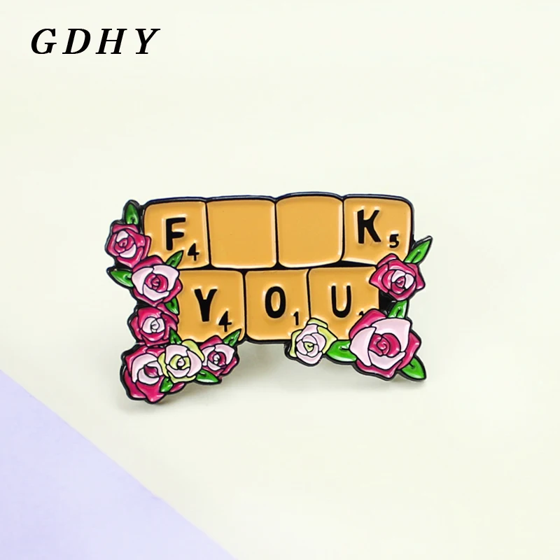 GDHY модная клавиатура FXXX YOU броши розовый цветок кластер эмалевые заколки лацкан