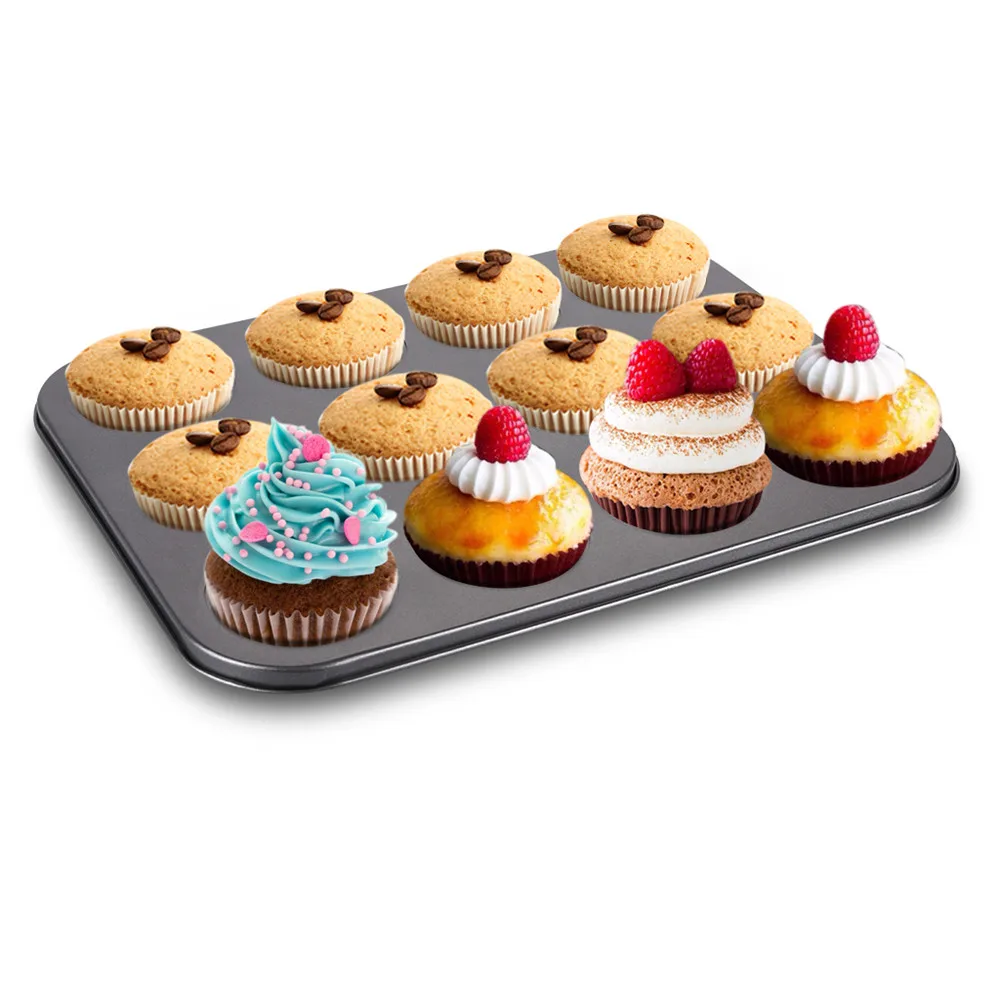 (BAKING MUFFIN PAN) Finether 12-Cup Nonstick Muffin and Cupcake Pan Tart Quiche Pan, Dark Grey7