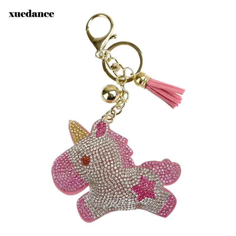 

Full Crystal Rhinestone Unicorn Keychain Car keyrings Women's bags Decoration Accessories horse Pendants Cute Animal Gift