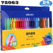 Deli пластиковый мелок, восковой карандаш, цветные карандаши для рисования, цветной карандаш, 12-24 цвета, детский студенческий карандаш