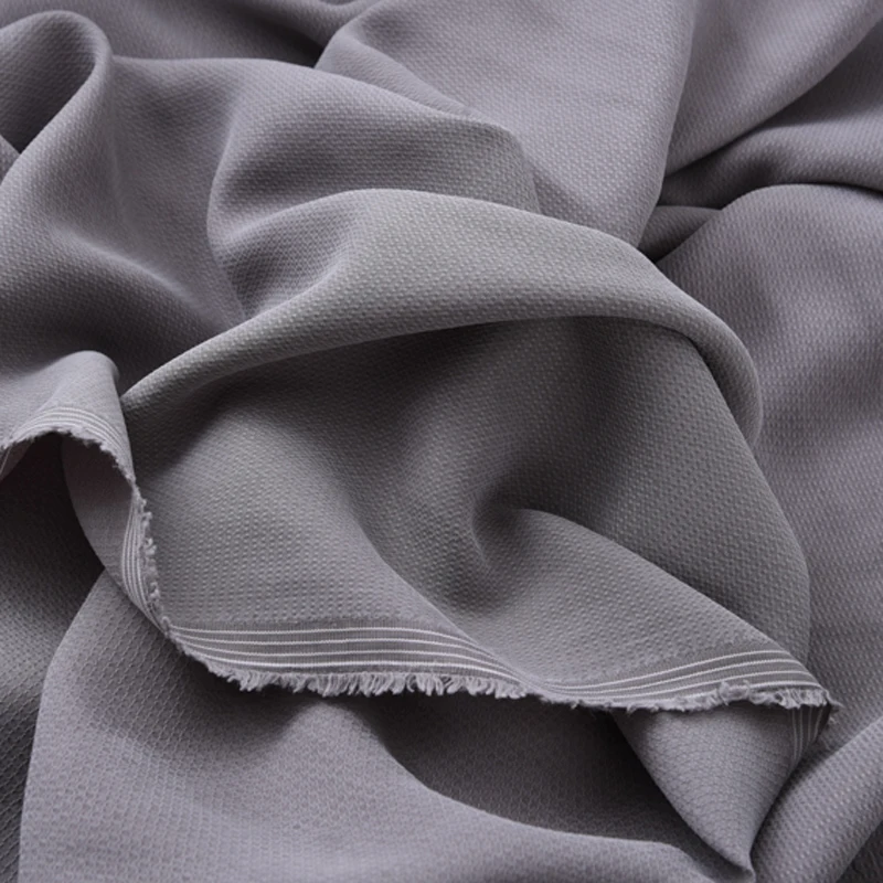 

138CM Wide 180G/M Gray Solid Color Cuprammonium Silk Fiber Fabric for Summer and Spring Dress Shirt Jacket H457