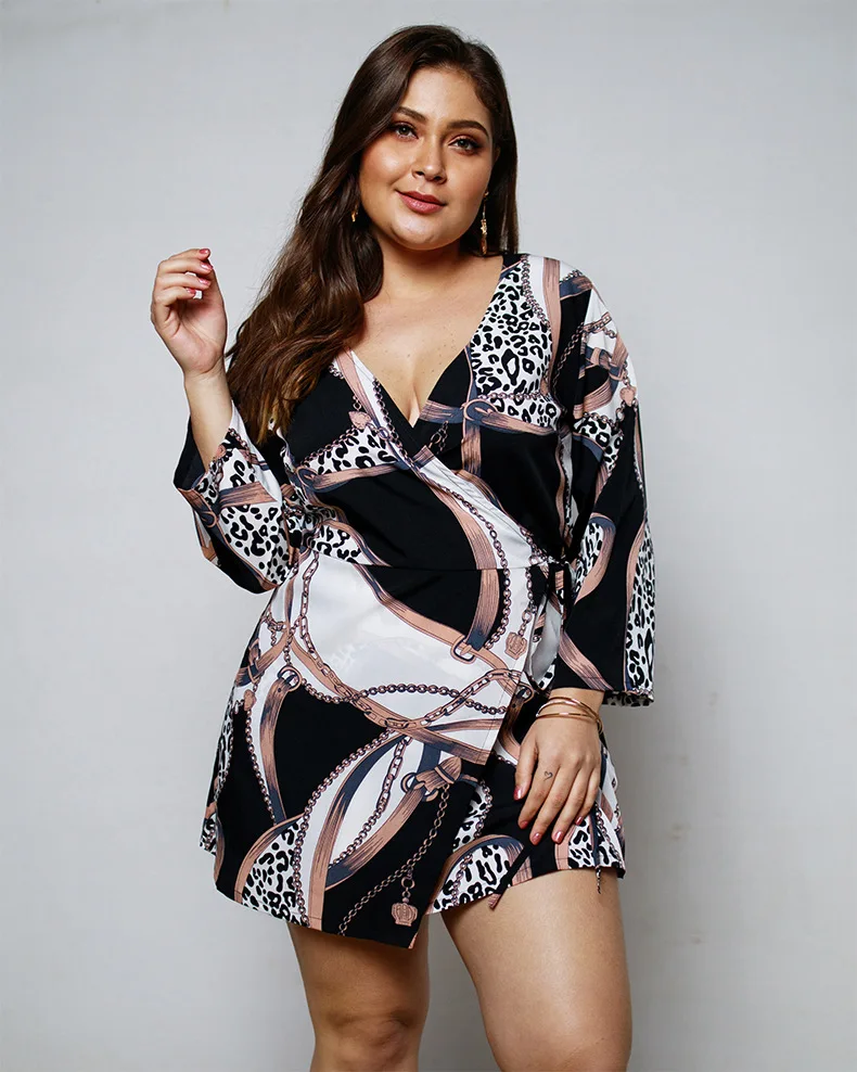 

spring and summer deep V sexy curvy woman dress