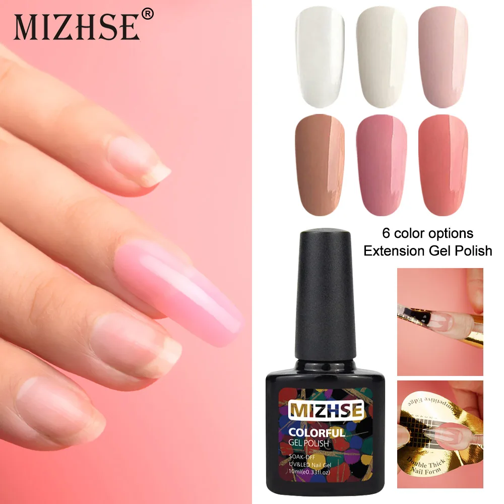 Гель лак для наращивания ногтей MIZHSE прозрачный розовый телесный полигель