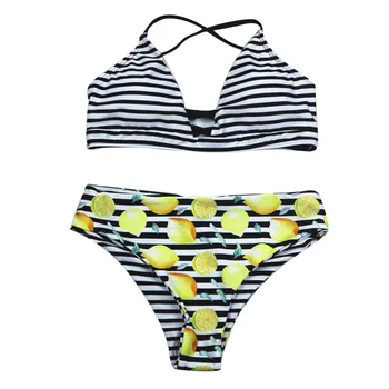 

Bathing Bikinis 2019 Mujer Swimwear Women Sexy Striped Print Bikini Tankini Set Swimsuit Beachwear Maillot De Bain Femme Biquini