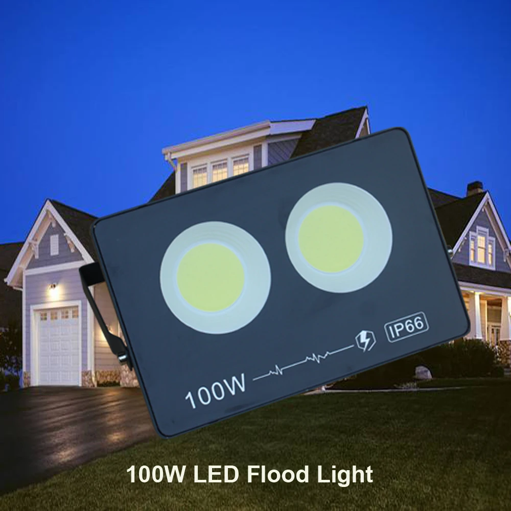 

IP66 Waterproof Outdoor Flood Light, 5000K Daylight White for Garden, Garage, Porch Eave, Patio, Barn, Courtyard [Energy Class