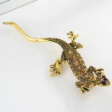 Womens Gecko Lizard Animal Crystal Rhinestone Brooch Pins Pin Funny broaches pin badge Jewelry Souvenirs Gift Scarf Pin crystal enamel green gecko brooches lizard brooch pins animal corsage chameleon scarf buckle