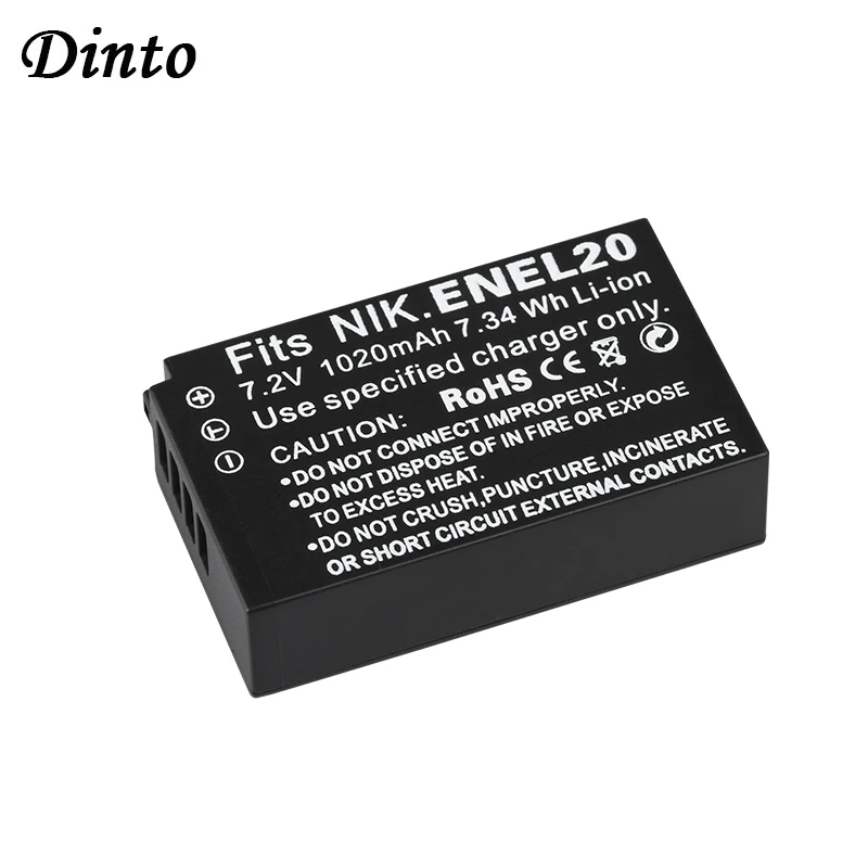 Dinto 1020mAh EN-EL20 ENEL20 цифровая фотокамера батарея для Nikon Coolpix A, AW1, J1, J2, J3, S1, V1, V2, V3 EN EL20