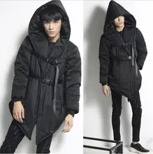 2016 neue Harajuku Männer Gürtel Mantel Parka Mode Lässig Mit Kapuze Herren Streetwear Baumwolle gefütterte Lange Warme Wintermantel Jacke mantel