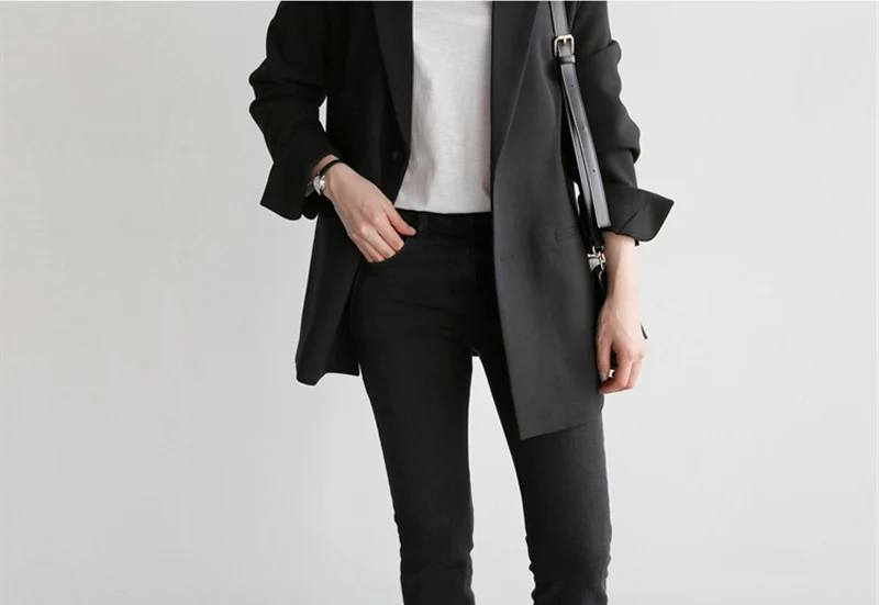 Однобортный черный повседневный блейзер с зубчатым воротником, Женская куртка с длинным рукавом, модная верхняя одежда, женские блейзеры, топы