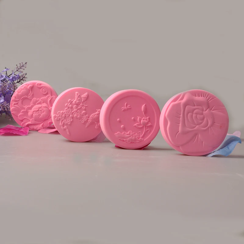 Buy Floral Pattern Round Handmade Soap Silicone Mold
