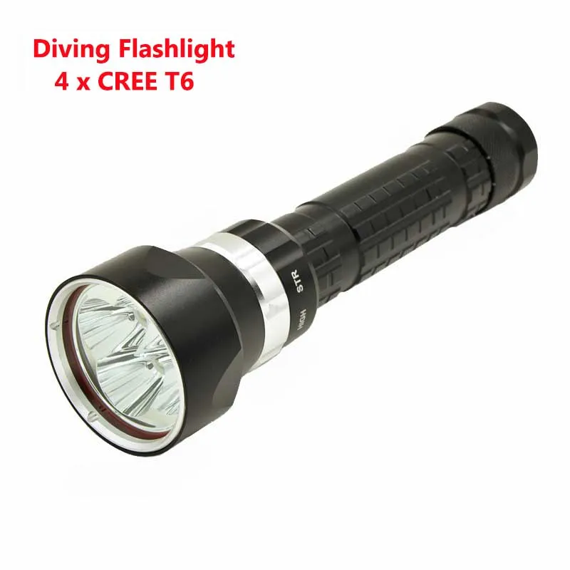 

New Scuba LED Diving Flashlight 4x T6 LED 10000Lumens Diving Flashlamp LED Lamp Torch Light Lamp For Underwater Hunting