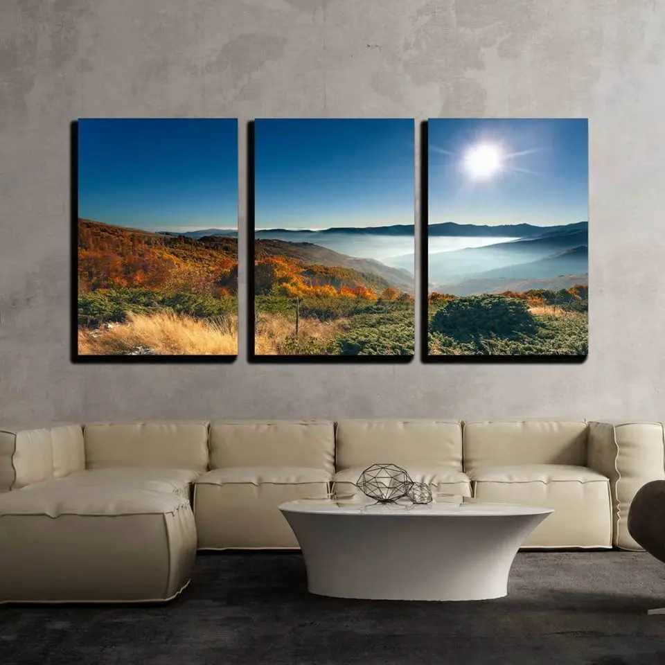 

Canvas Picture Home Decor 3 Pieces Sunrise Mountain Tree Scenery Painting Wall Art Prints Poster Hotel Modular Living Room Frame