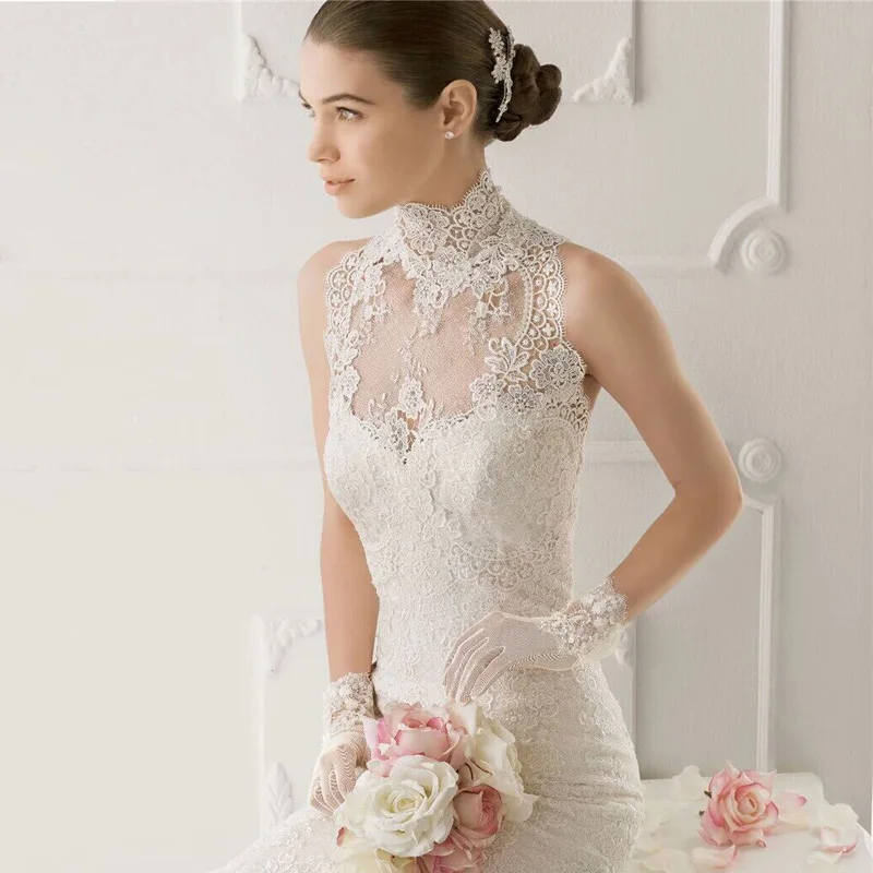High Quality Wedding Lace Shawl Wrap High Collar Muslim Retro Lace