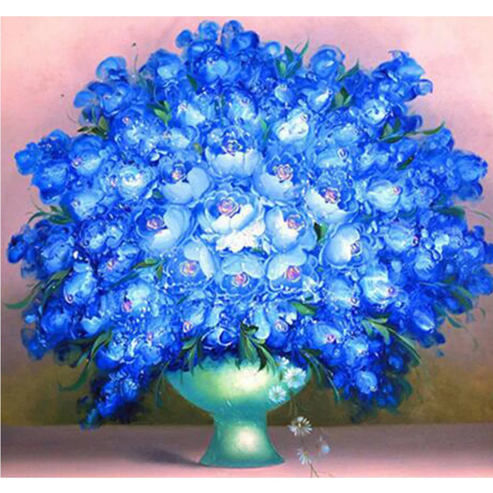 

blue flowers DIY Diamond Painting Full Rhinestone 3D dimensional Embroidery Series Home Decor Needle Craft Wedding decor H915