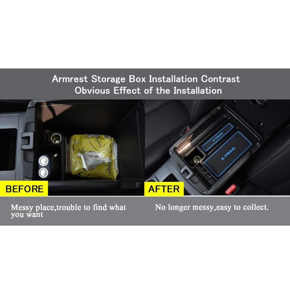 RUIYA bracciolo centrale scatola di immagazzinaggio contenitore del supporto del vassoio misura per Nissan Rogue X-Trail T32 di immagazzinaggio console inserto della borsa del sacchetto vassoio