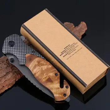 

High Quality Tactical Folding Knife Pocket Hunting Knife Camping Knife Steel Blade + Wood Handle Survival Outdoor Tool Knives