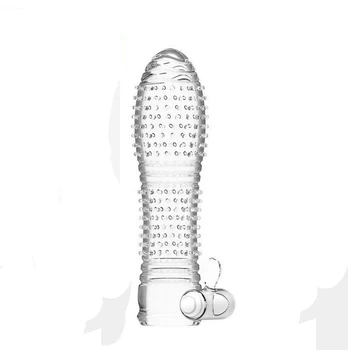 Vibrating Sleeve Crystal Reusable Condom Penis Extension Enlargement Condoms Dick Cock Sleeve  Lasting Delay Sex Condoms Ring 5