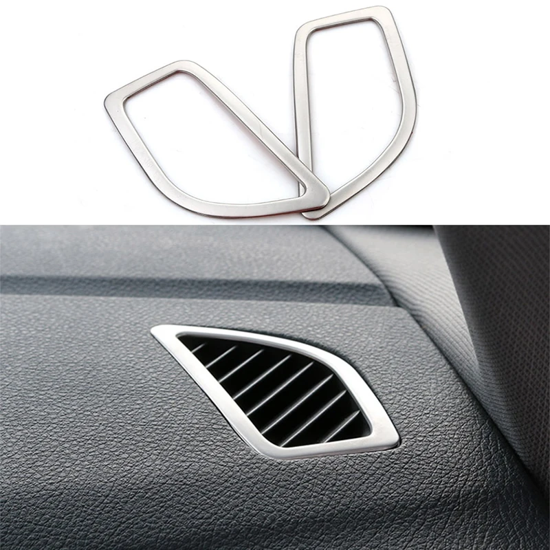 

2X Steel Dashboard Air Vent Outlet Frame Trim Fit For BMW 1 Series F20 12-16 & 2 Series F22 F23 2014-2017