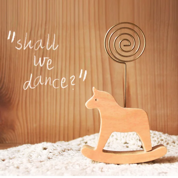 12 шт./лот деревянный держатель для карт Swing horse и держатели банкнот Настольный
