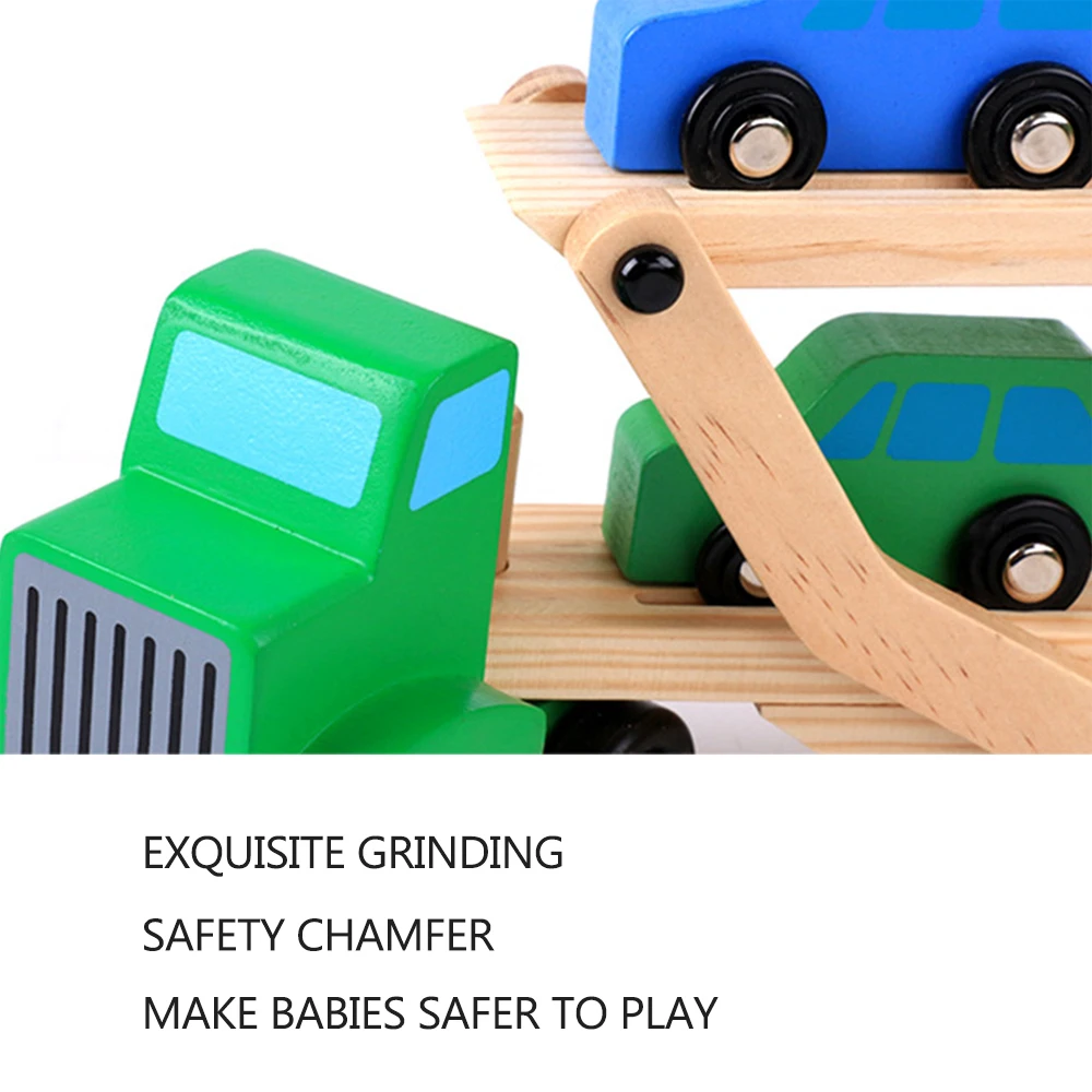 5 шт./лот деревянные детские игрушечные машинки комплект автовоз 1 двухэтажный грузовик с 4 Мини авто-погрузчик деревянный трактор детские игрушки, машинки подарок