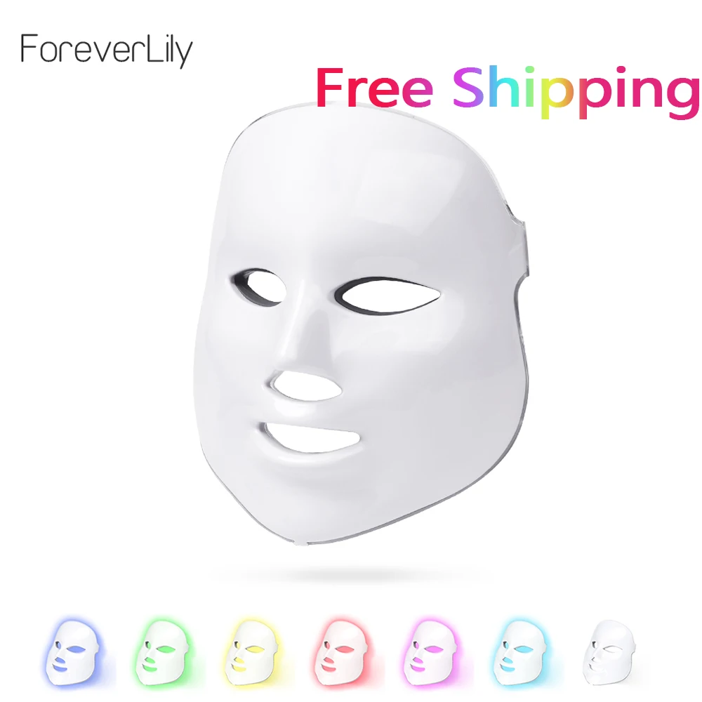 foreverlily 7 colors LED Facial Mask face mask machine Photon Therapy Light Skin Rejuvenation