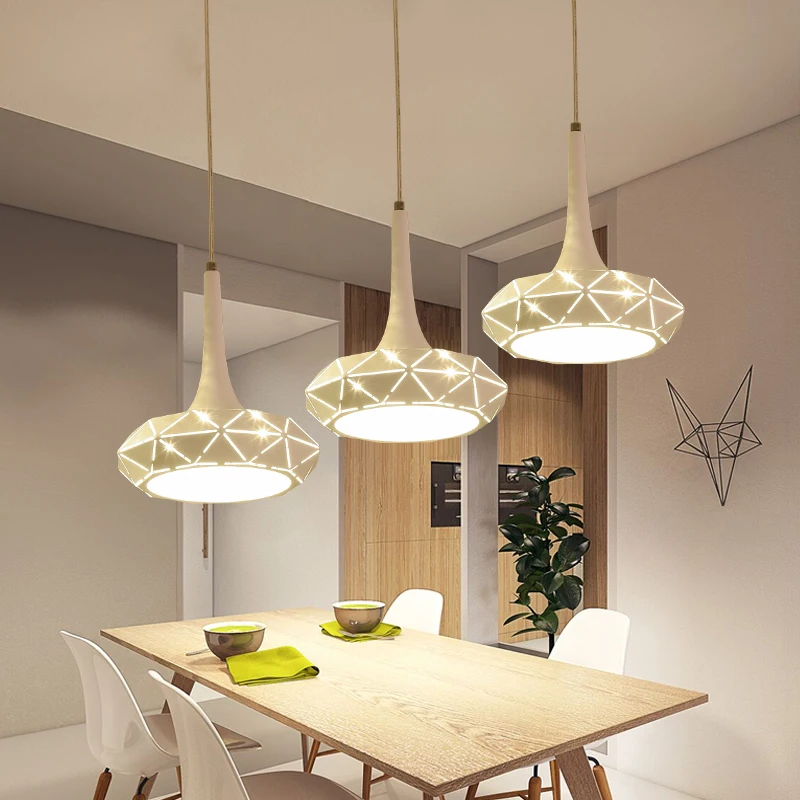 

Nordic creative hollow chandeliers 3 long disk disc modern minimalist dining room bar home warm chandeliers led chandelier led