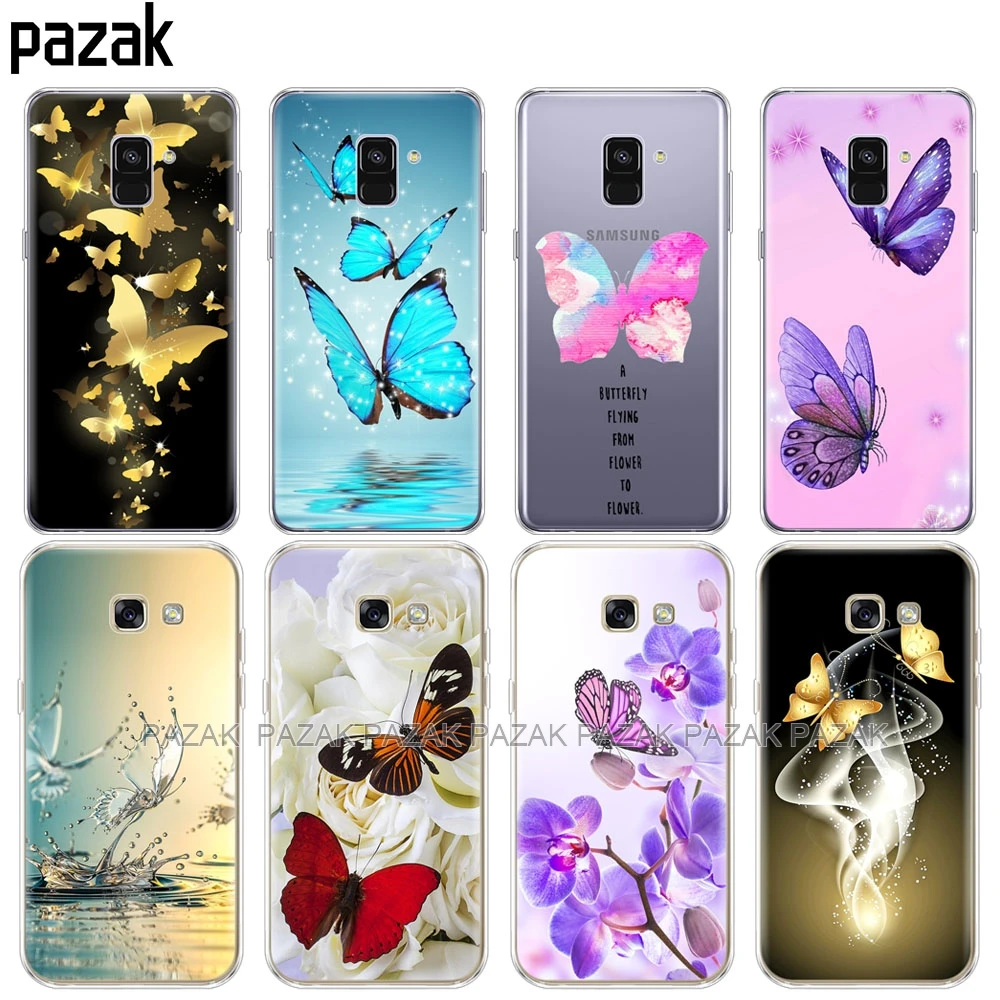 Силиконовый чехол для телефона Samsung Galaxy A6 A8 2018 A3 A310 A5 A510 A7 2016 2017 бабочка розы цветы |