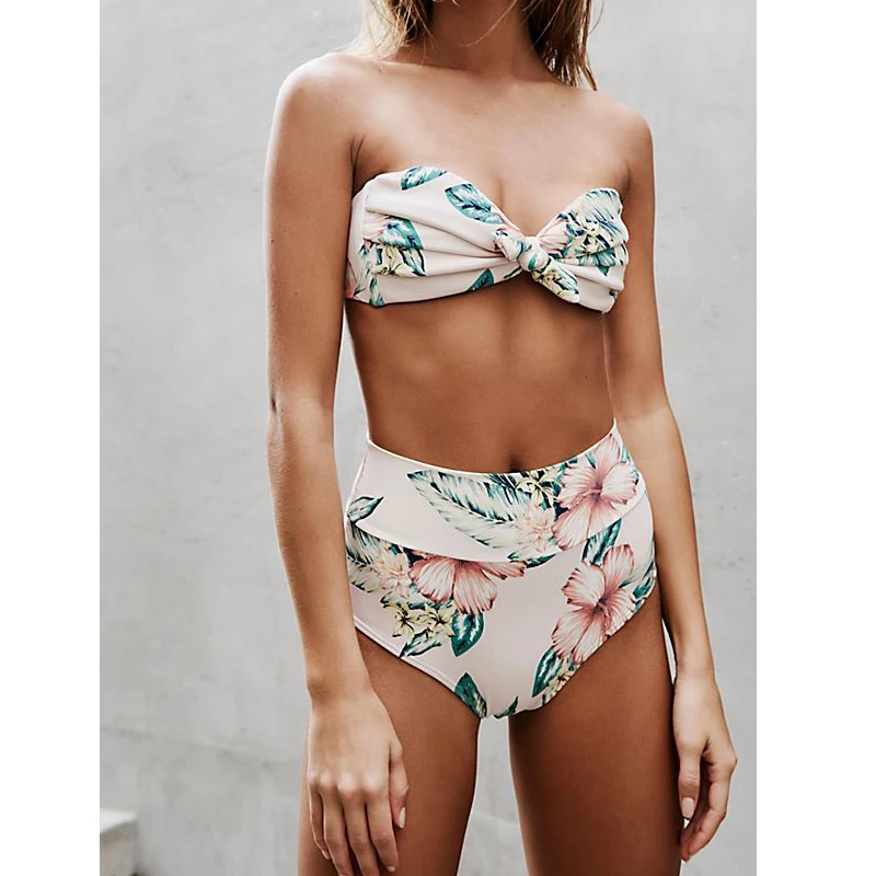 Billige HEIßER VERKAUF Sommer Hohe Taille Bikini 2018 Bademode Frauen Push Up Badeanzug Sexy Rüschen Polka Dot Badeanzug Weibliche Strand tragen