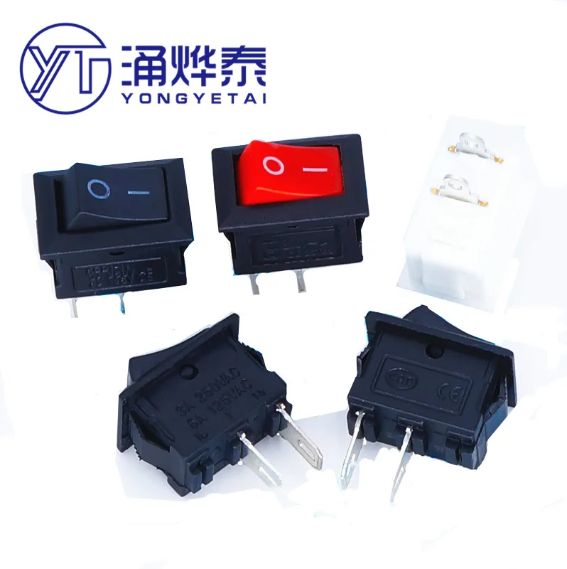 

YYT 20PCS 10*15mm boat type switch KCD1-101 117S 250VAC/3A two feet black/red/white