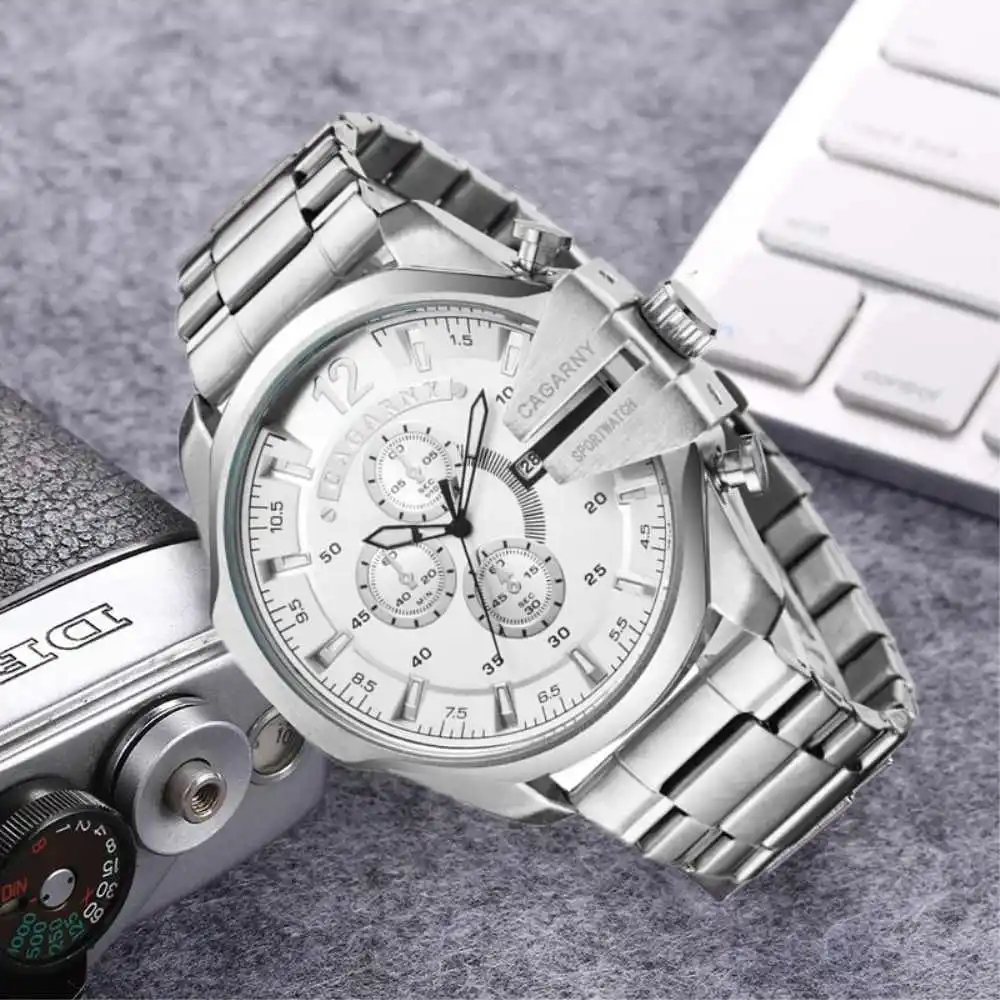 Cagarny высокое качество спортивные часы для Для мужчин бренд полный Сталь часы кварцевые Бизнес наручные часы Relogio Masculino Relojes Hombre