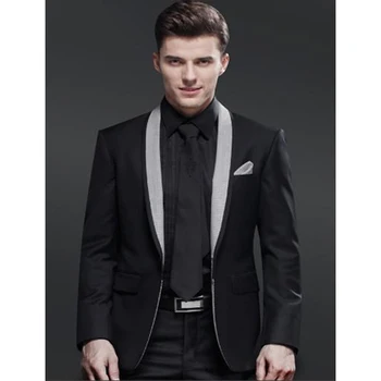 

2020 New Shawl Collar Black Groomsmen Wedding mens Suits Elegant Men Formal Party Tuxedos Yong Men suit (Jacket+Pants+Tie)
