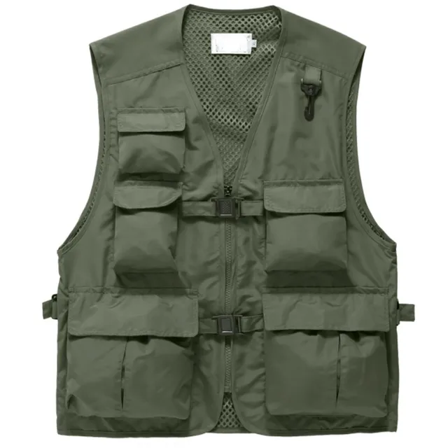 Pria luar Jaket Memancing Klasik Multi Kantong Mendaki 