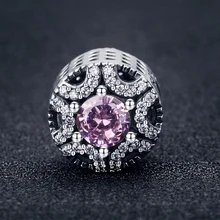 Призывающий ангелов подлинное 925 пробы серебро Ясно розовый любовь романтический шарм-бусины в виде цветка подходит Браслеты Изготовление ювелирных ожерелий