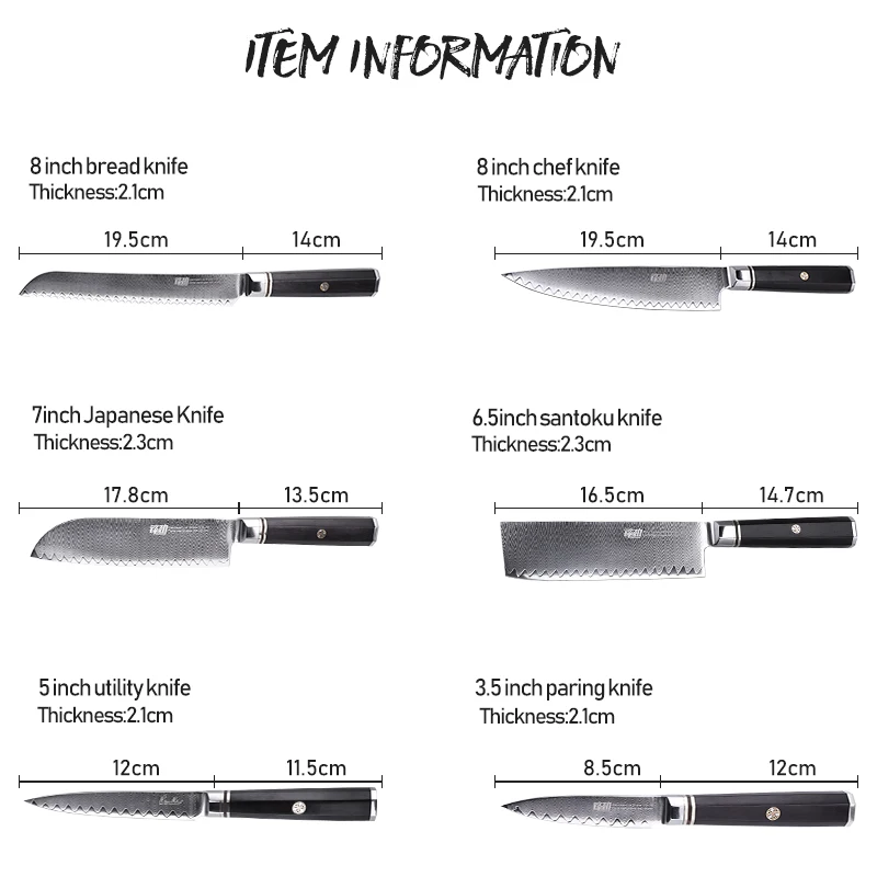 FINDKING профессиональный набор из 6 предметов с восьмиугольной ручкой и рисунком лестницы, 67 слоев дамасской стали, черного дерева, набор кухонных ножей для шеф-повара